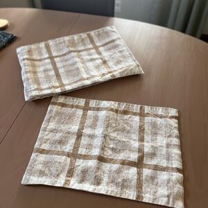 Tan and White Plaid Cotton Placemats Set of 6